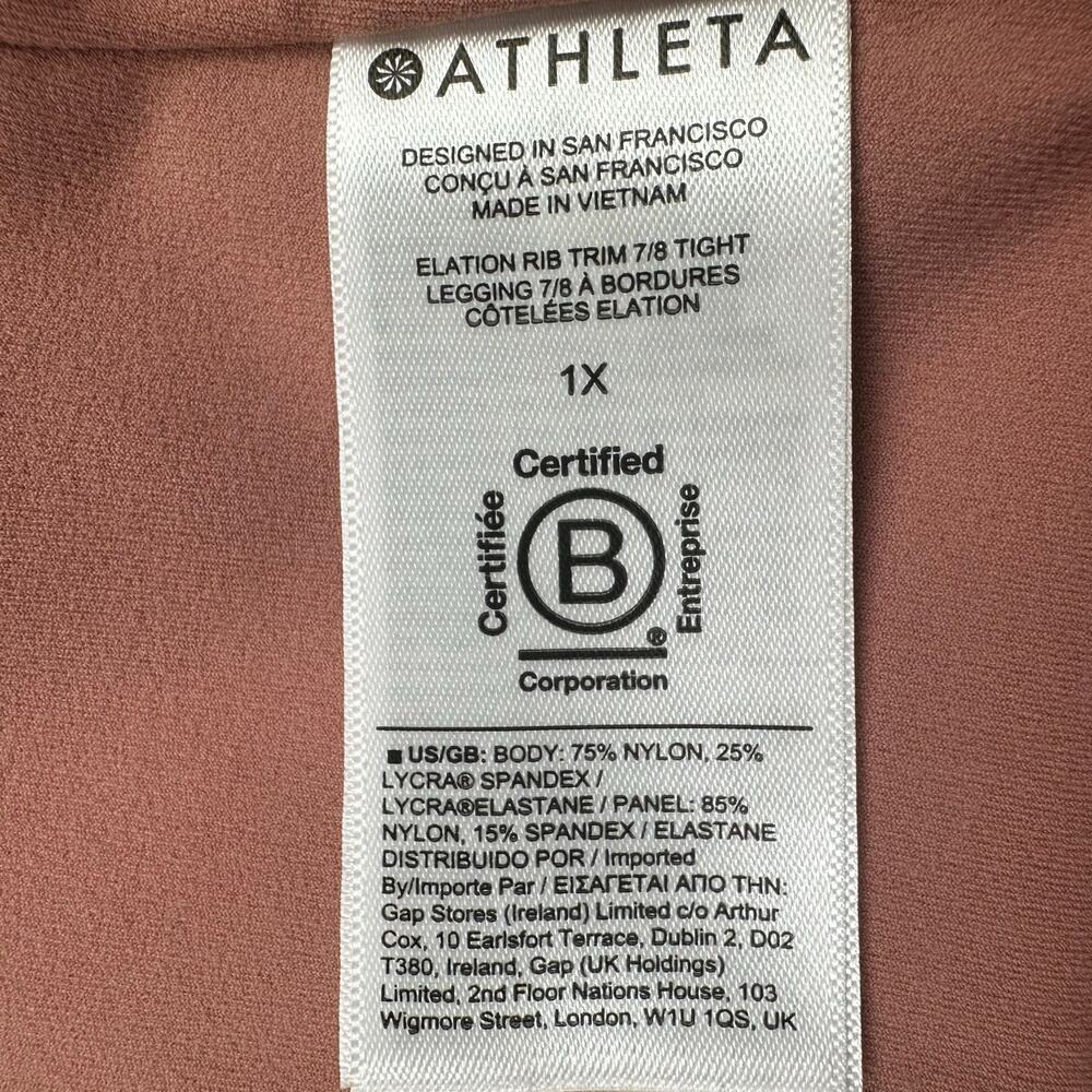 Athleta Leggings Womens 1X Pink Elation Rib Trim 7/8 Tight Workout Comfort Gym - Picture 8 of 14